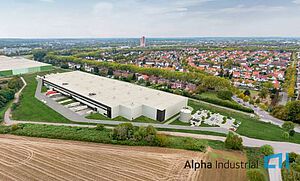 Alpha Industrial stellt den Logistik-Solitär, der langfristig an Bohnen Logistik vermietet ist, im dritten Quartal 2023 fertig. Bildrechte: Alpha Industrial
